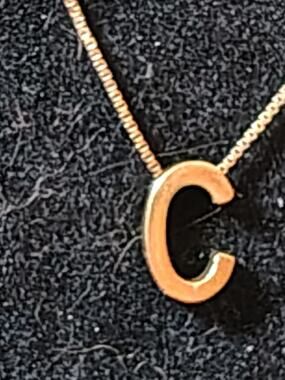 Dyadema 925 Italy Gold Vermeil Initial C Necklace Box Chain